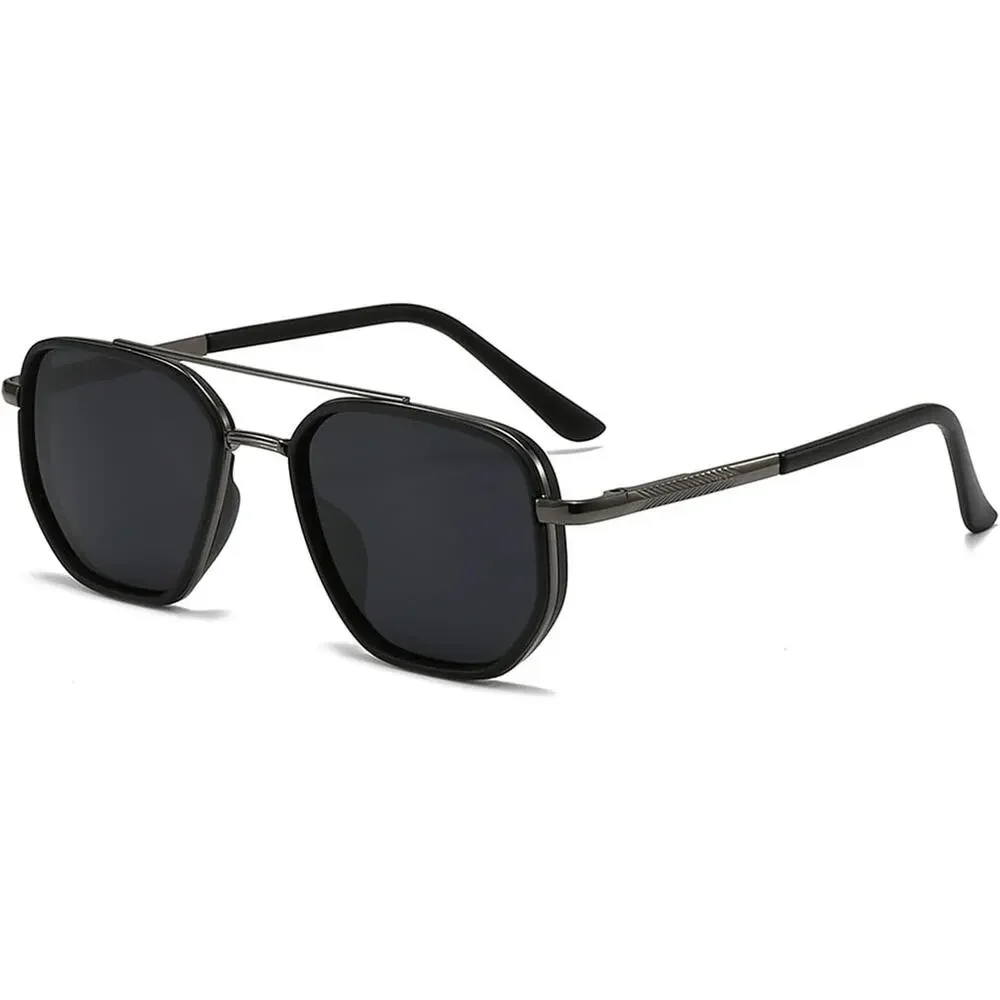 Sleek Mens Womens Black Polarized Lens Pilot Sunglasses Travel Driving